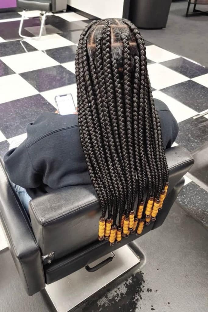 Big Knotless Braids With Beads