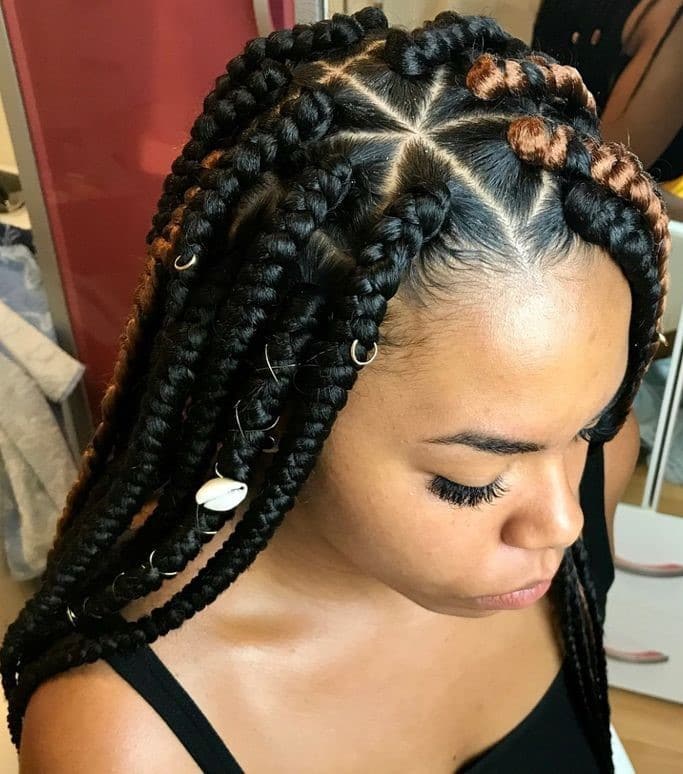 Big Triangle Box Braids a hairstyle for thin hair