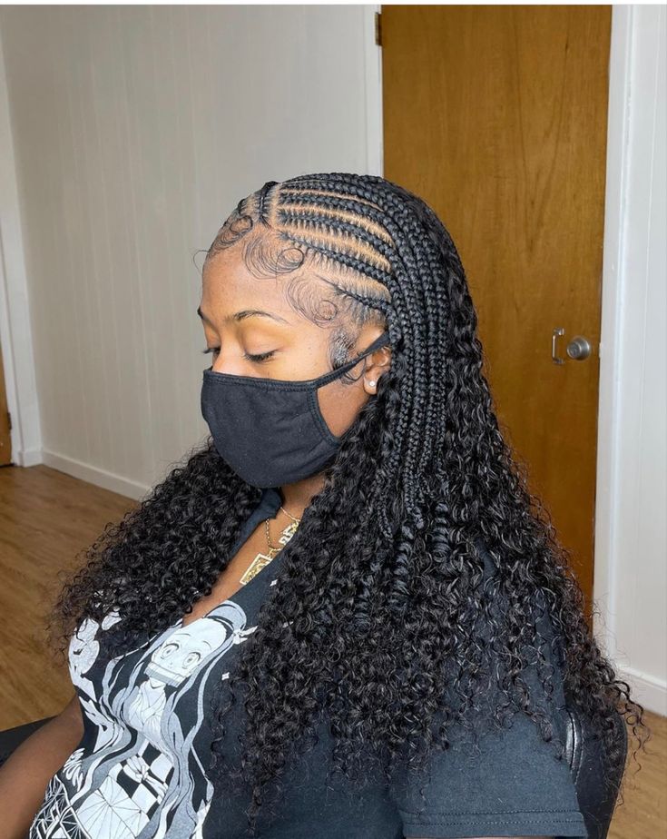 Half Cornrows Half Curls a style for short hair