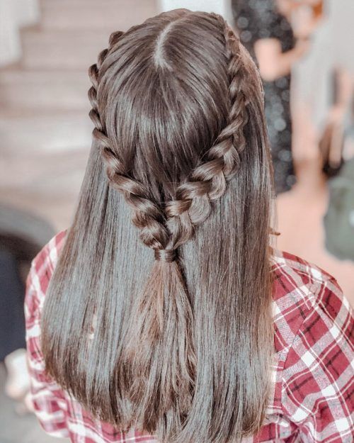 Image of Cute Waterfall Braids on Straight Hair