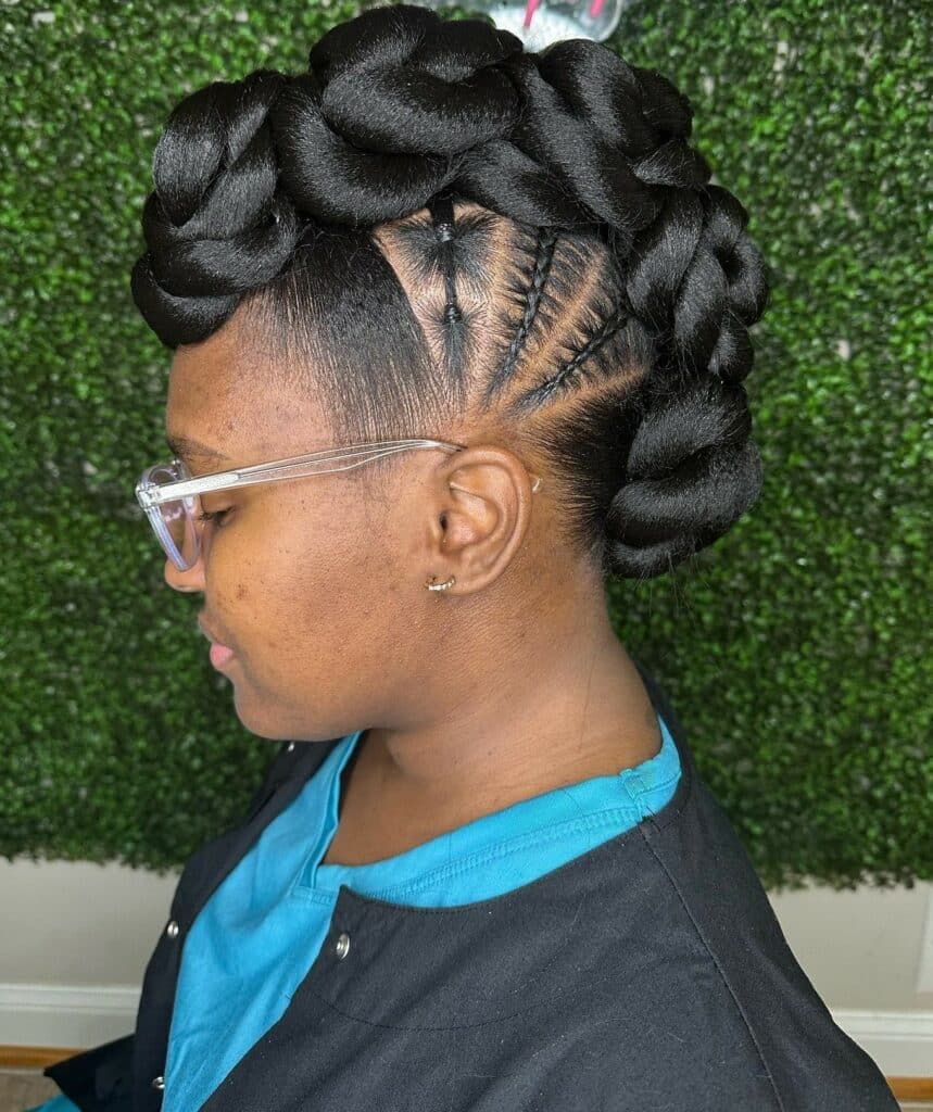 Image of Faux Hawk Updo in the style of faux hawk braids