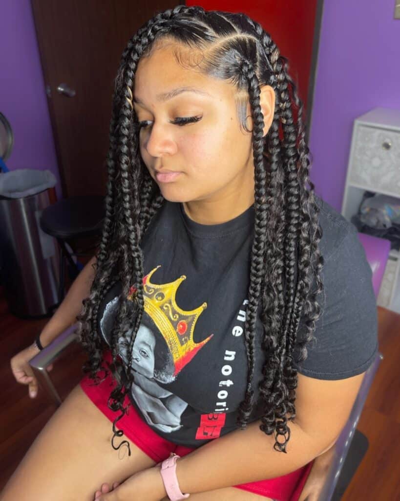 Image of Side Part Jumbo Knotless Braids in the style of side part braids