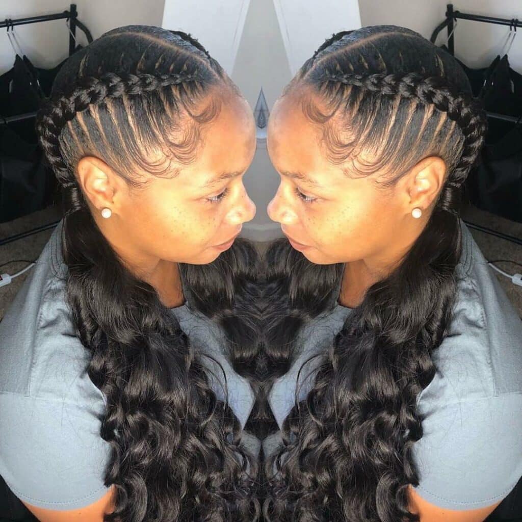 Image of Two Stitch Braids with Weave in the style of Two Braids