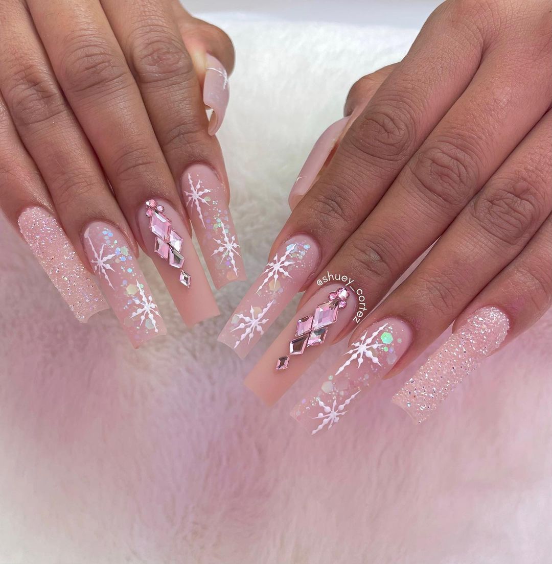 Light Pink Winter Nails