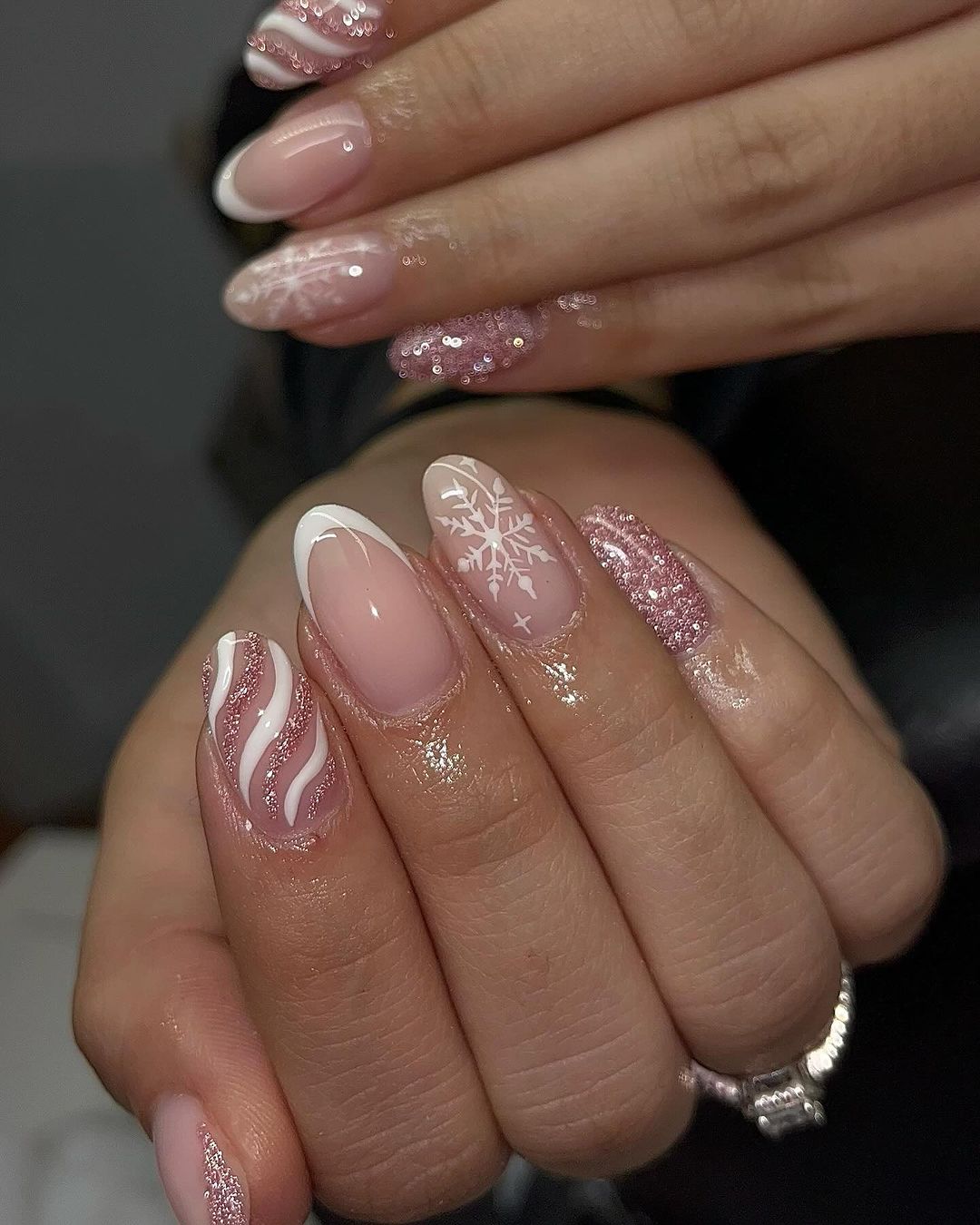 Light Pink Winter Nails