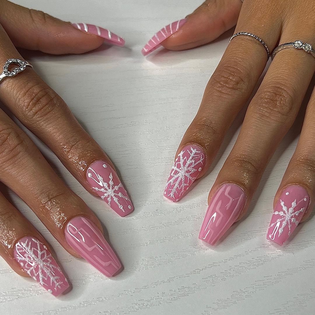 Light Pink Winter Nails