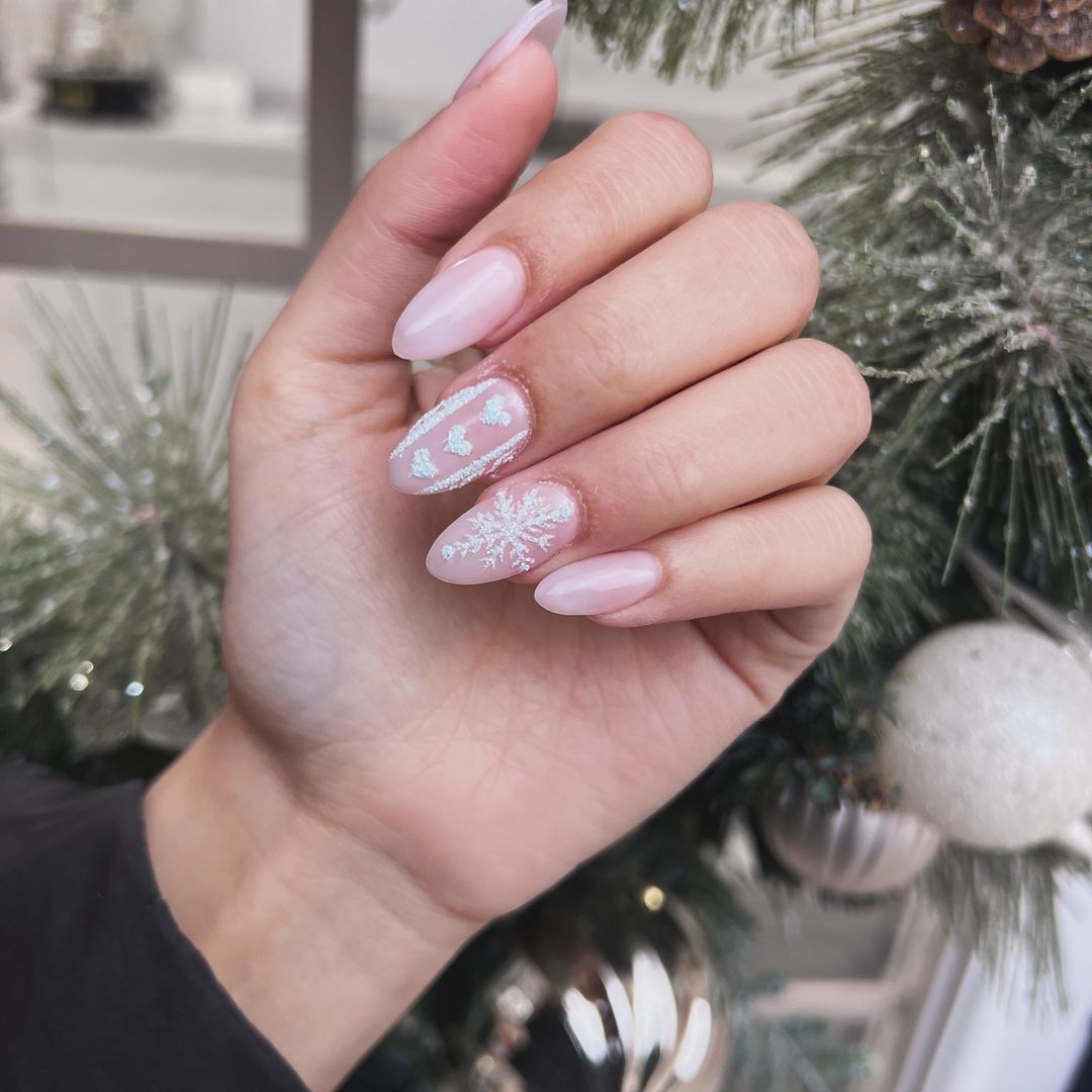 Light Pink Winter Nails