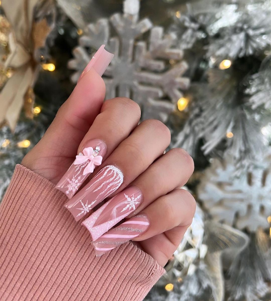 Light Pink Winter Nails