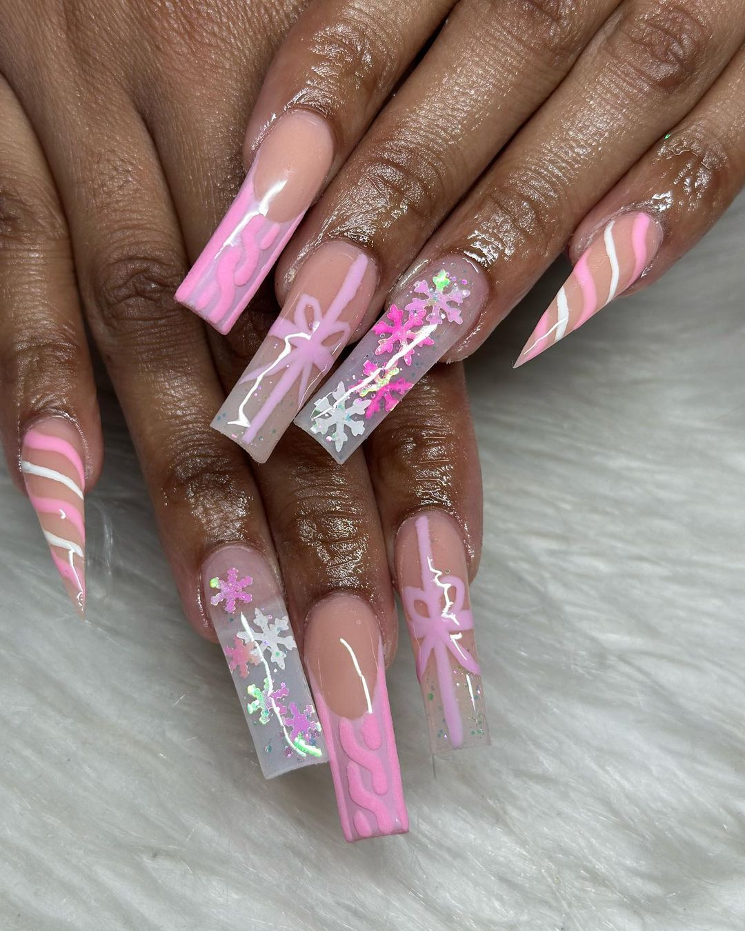 Light Pink Winter Nails