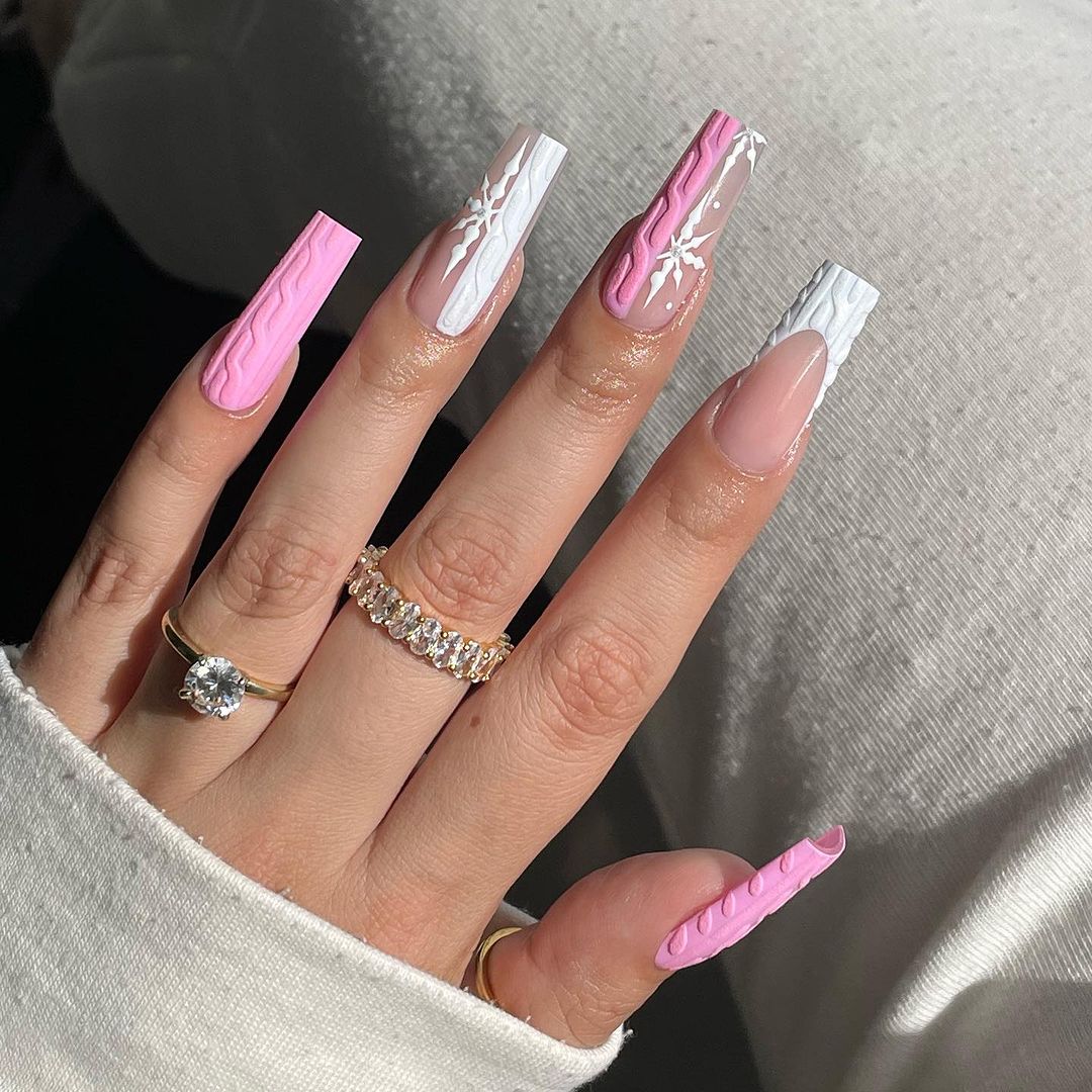 Light Pink Winter Nails