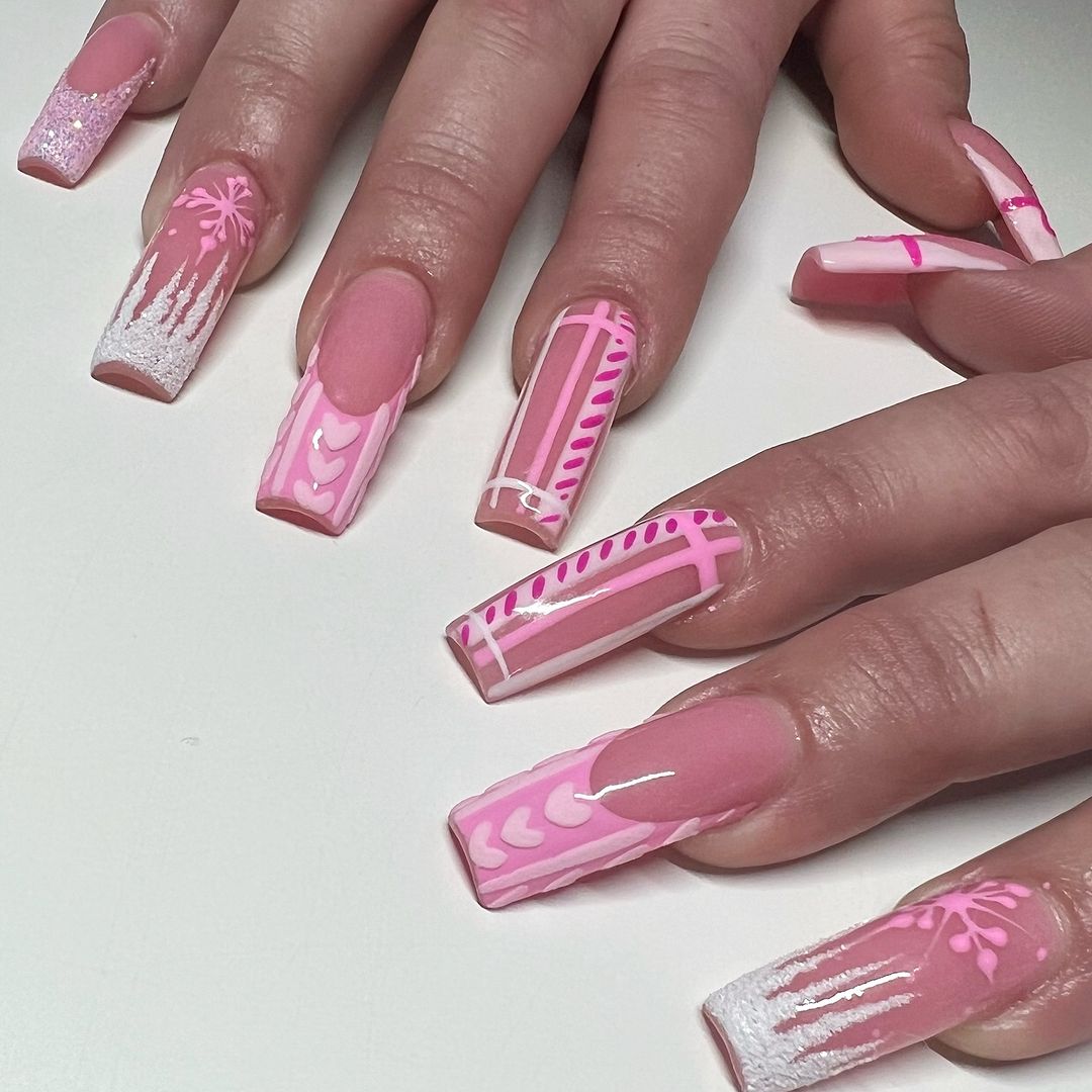 Light Pink Winter Nails