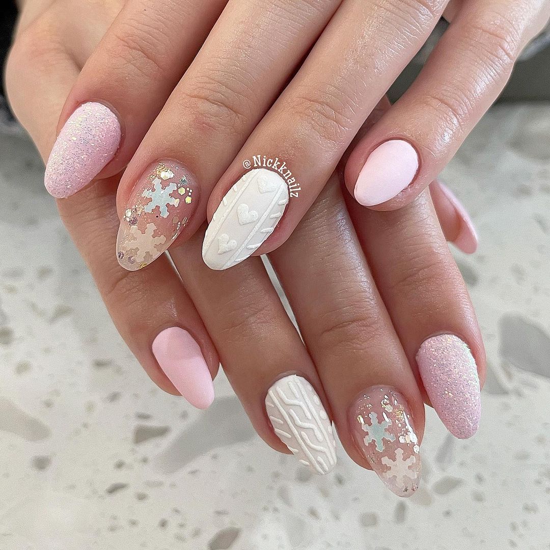 Light Pink Winter Nails