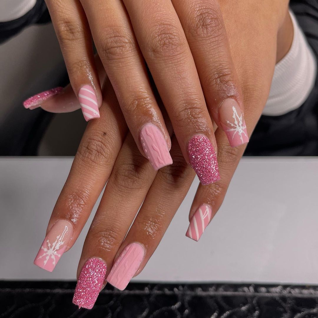 Light Pink Winter Nails