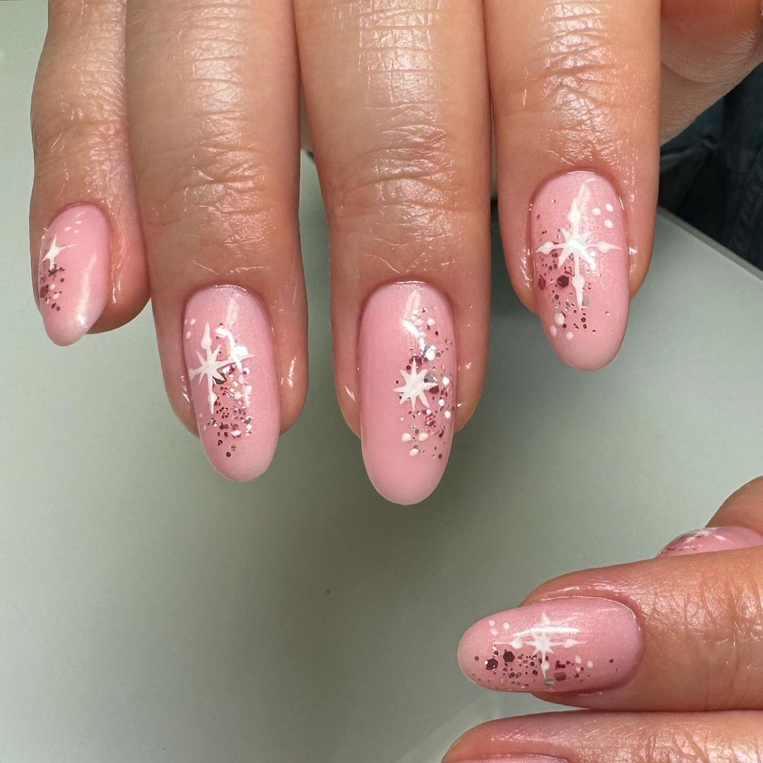 Light Pink Winter Nails