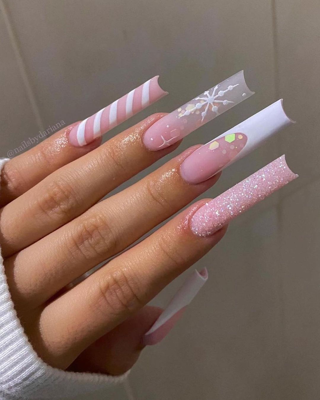 Light Pink Winter Nails