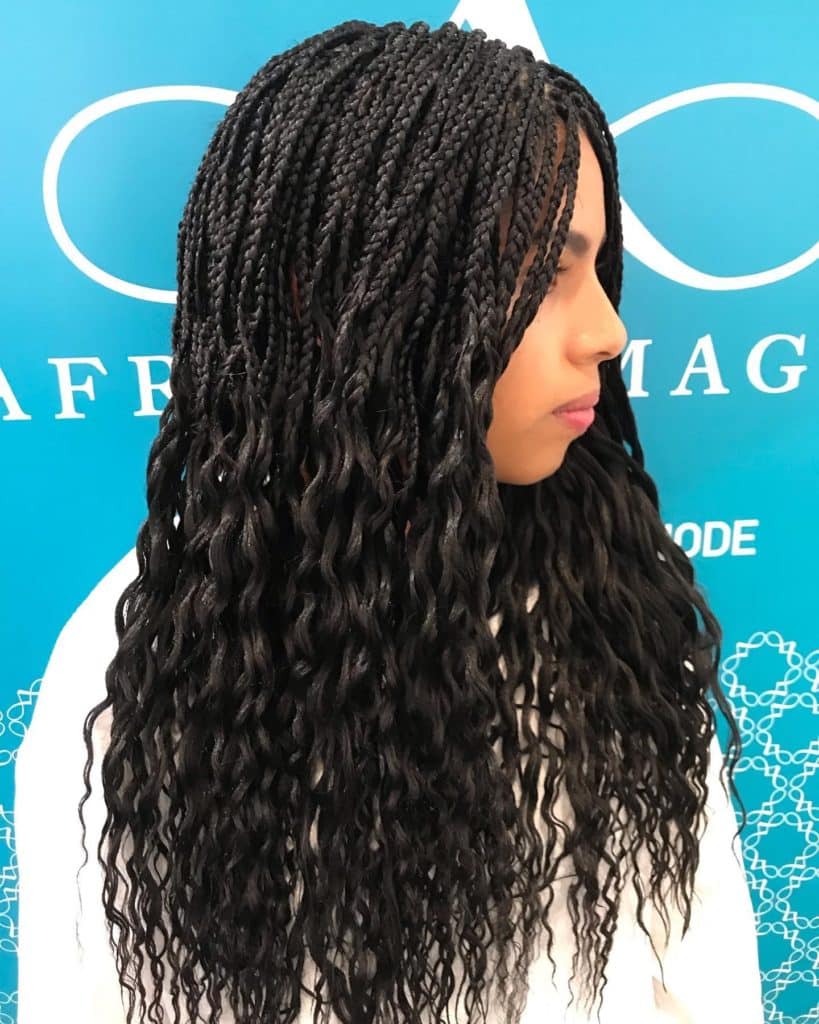 Loose Box Braids With Curls