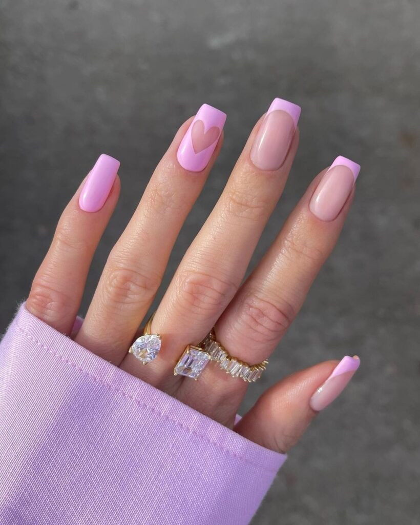 Matte Pink Valentine’s Tip Nails