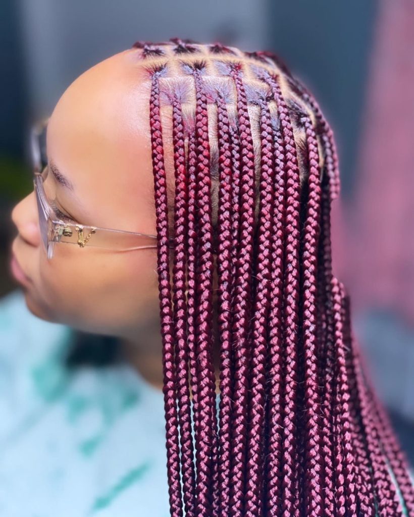 Medium Knotless Braids With Color