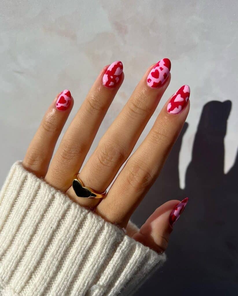 Short Dovey Cow Print Nails