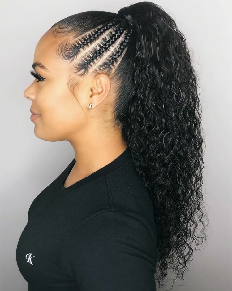 Side Braids With Ponytail Weave