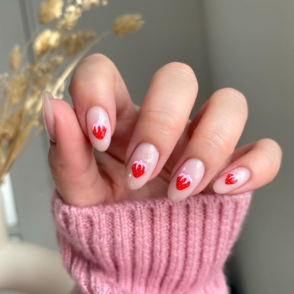 Strawberry Valentine Nail Art