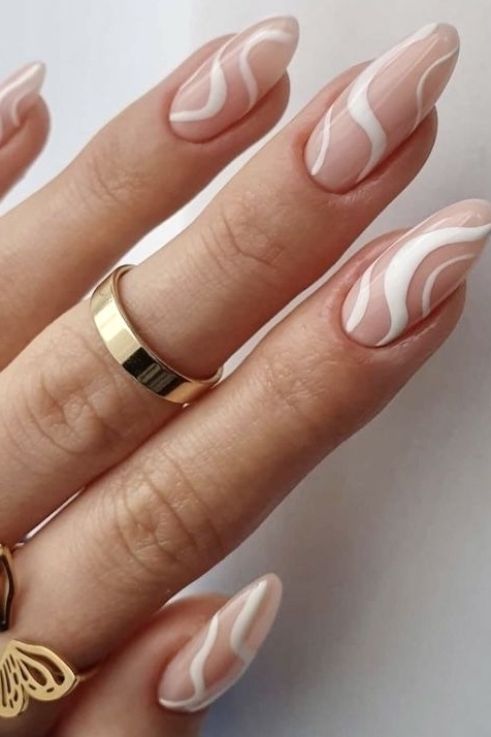 almond beige nails