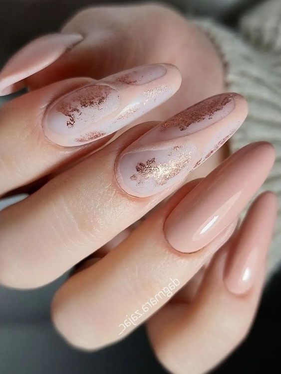 almond beige nails