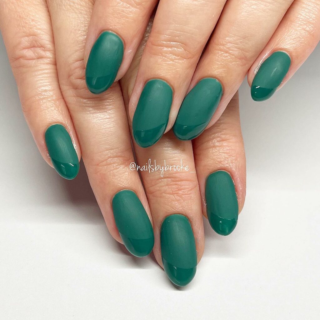 emerald green almond nails