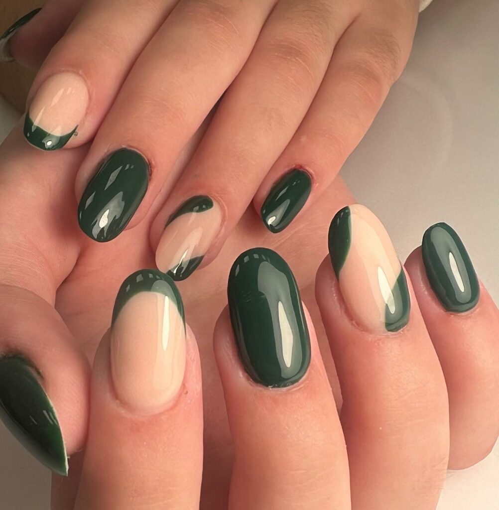 emerald green almond nails