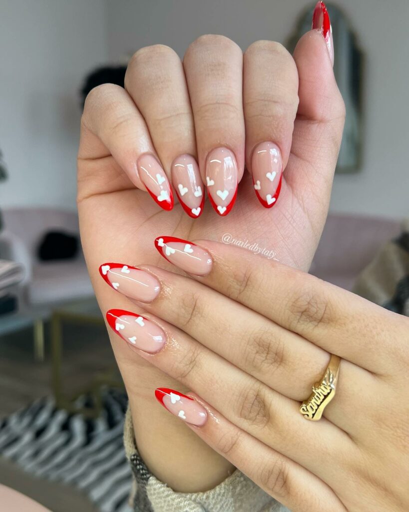 red french tip almond nails