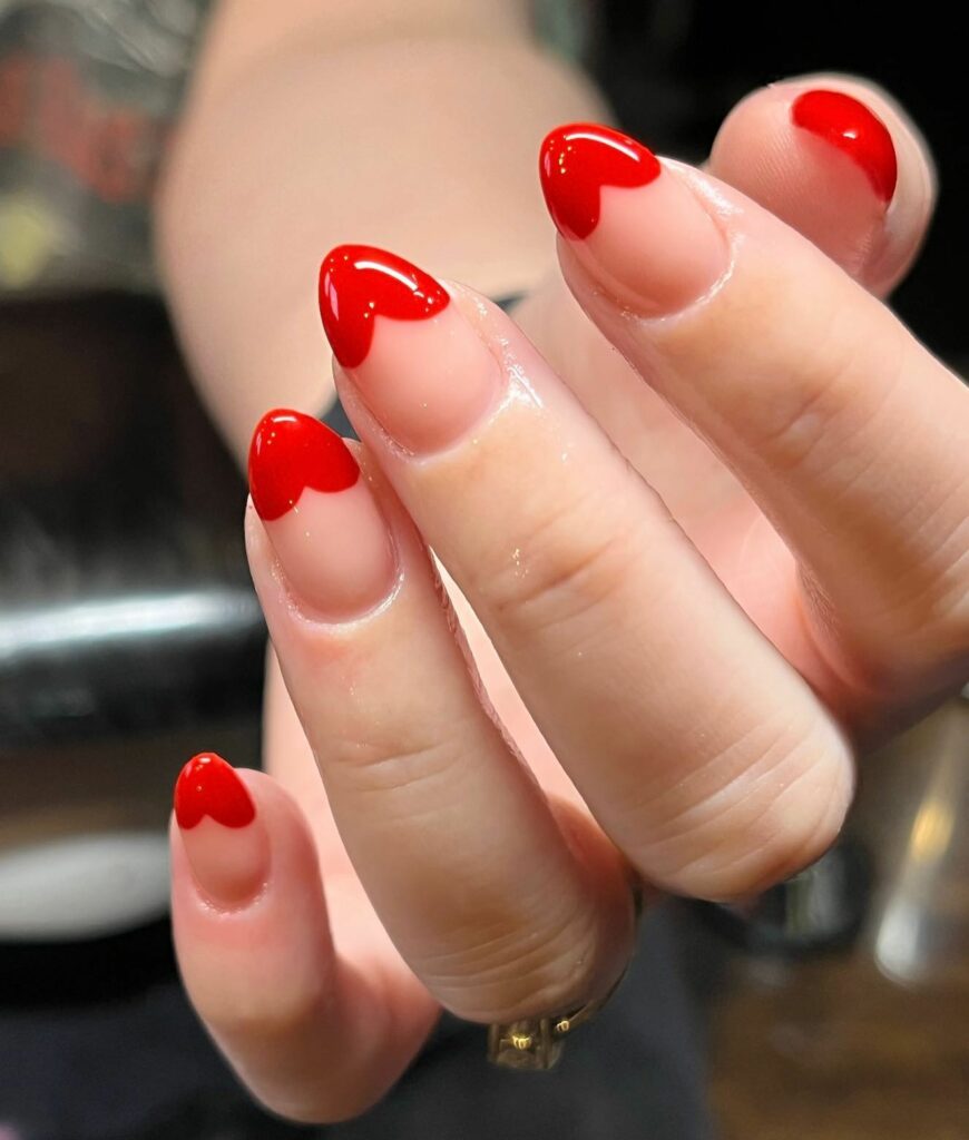 red french tip almond nails