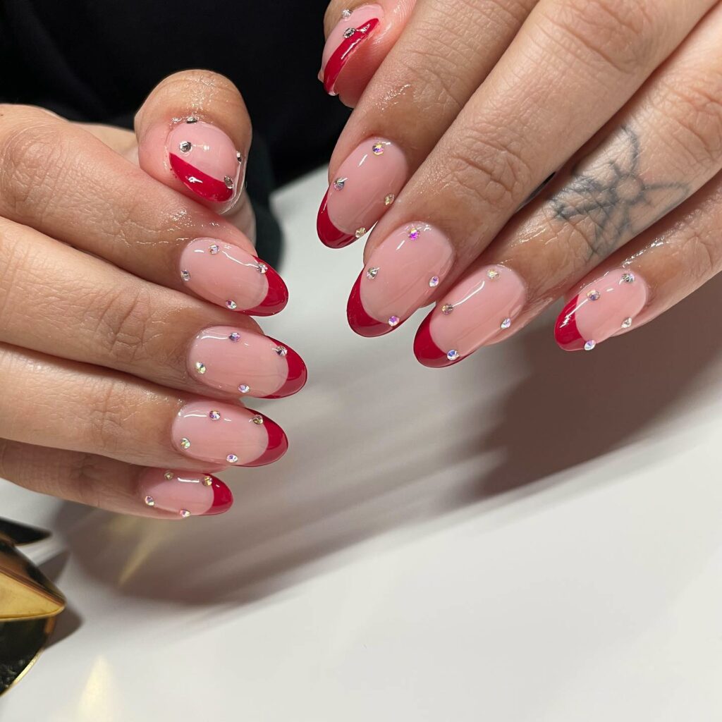 red french tip almond nails