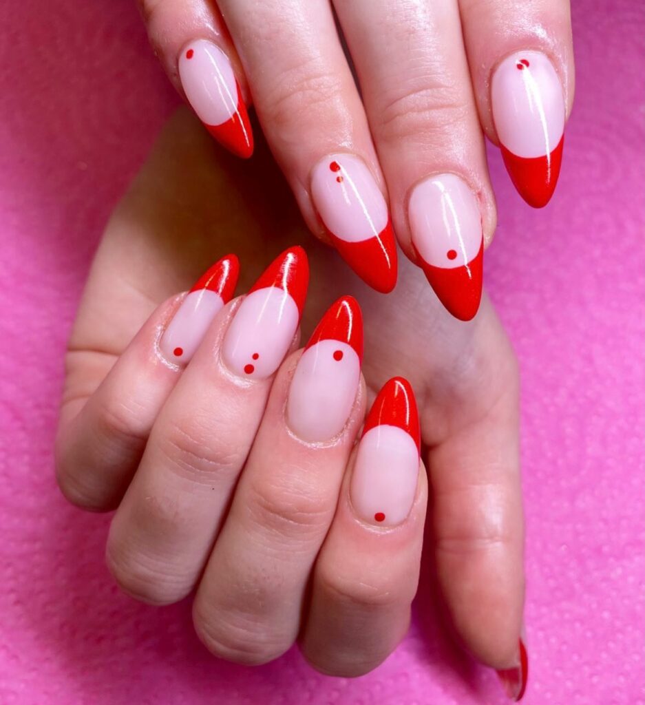 red french tip almond nails