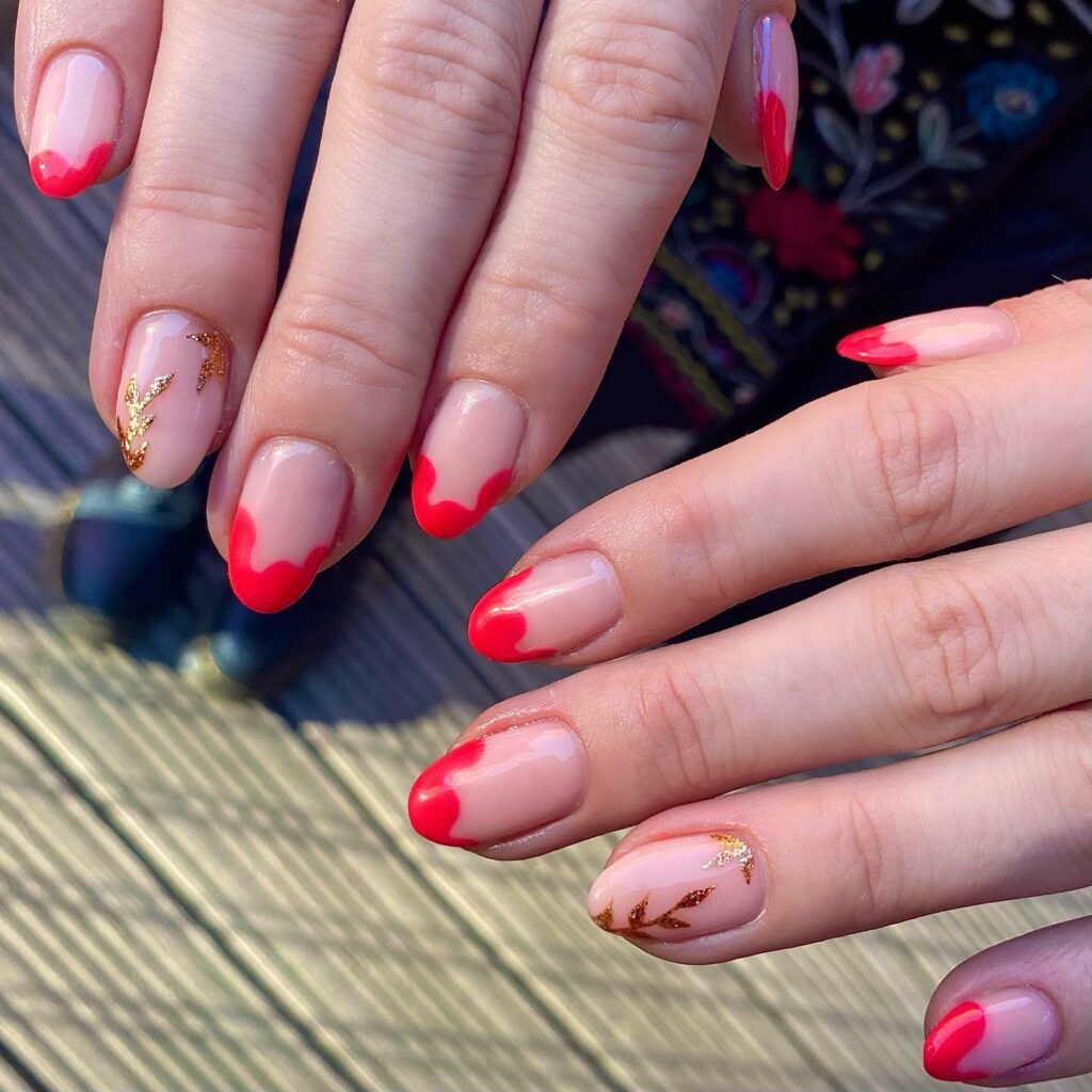 red french tip almond nails