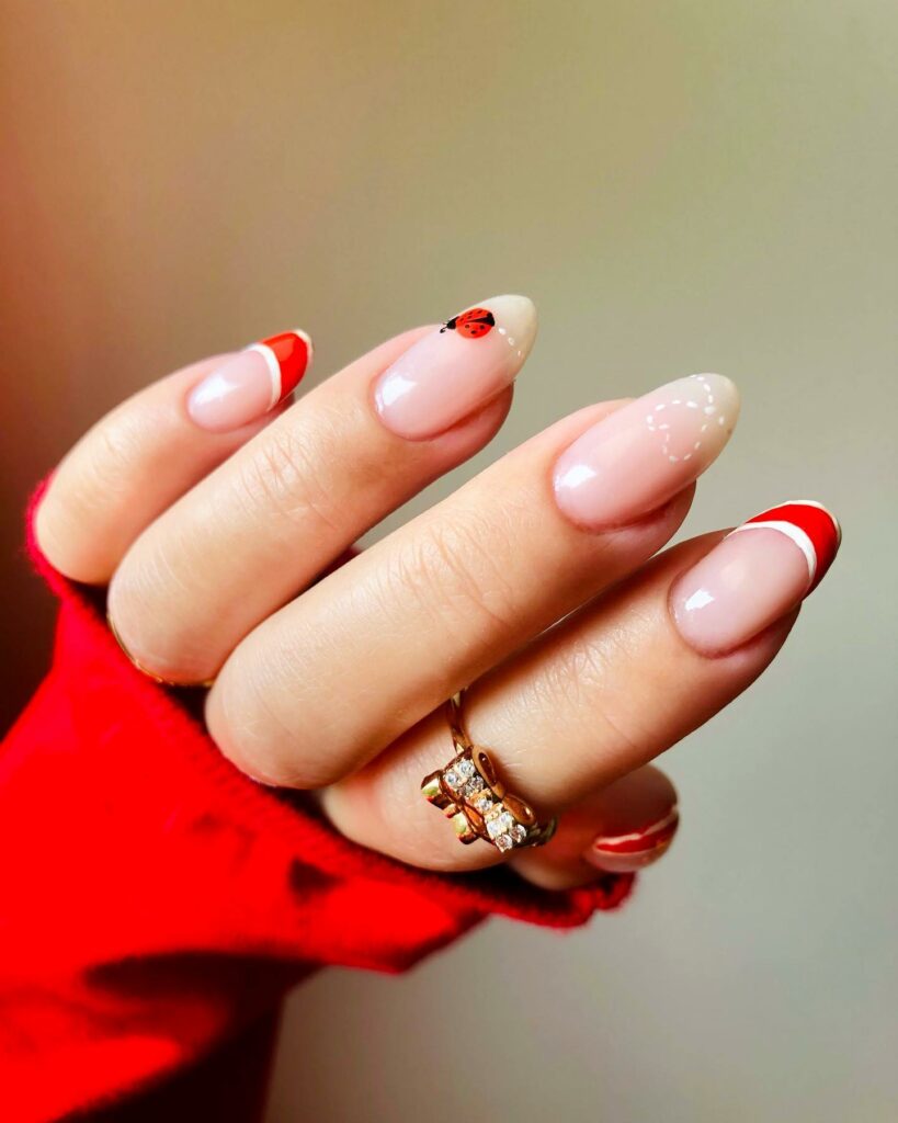 red french tip almond nails