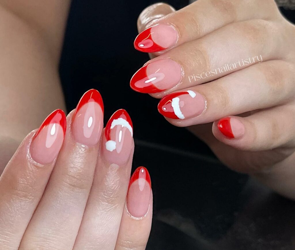 red french tip almond nails