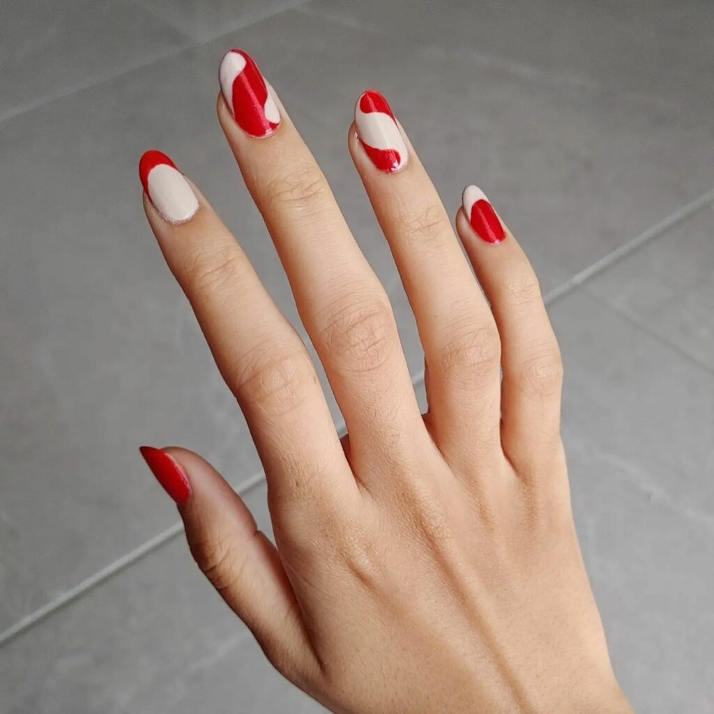 red french tip almond nails