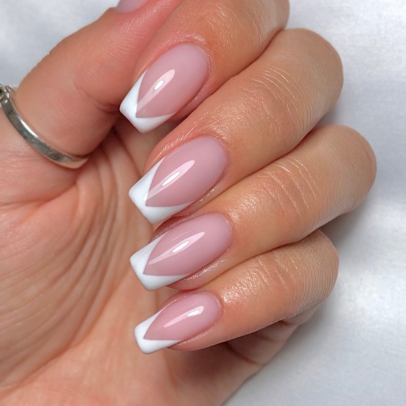 white chevron French manicure